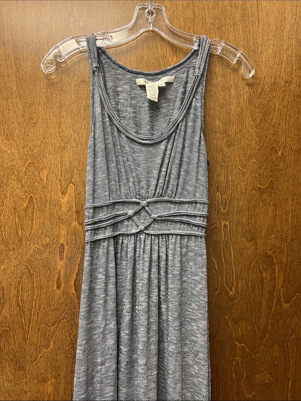Sleeveless blue Knit Maxi Dress with Waist Detail